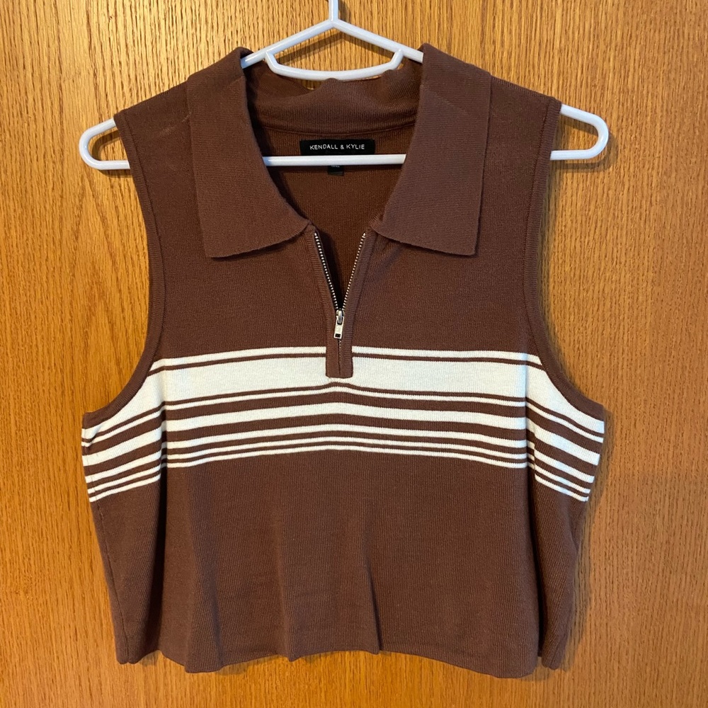 Kendall and Kylie Brown Cropped Shirt